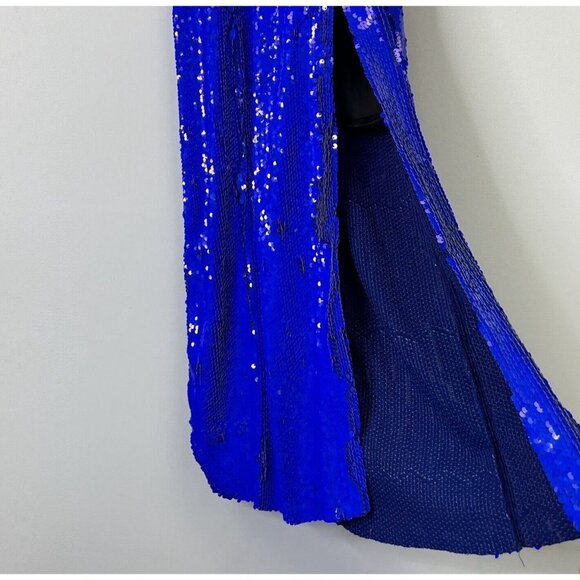 Zara Sequin Midi Maxi Dress Womens Size Small S Blue Sparkly Bodycon Evening - Picture 5 of 15